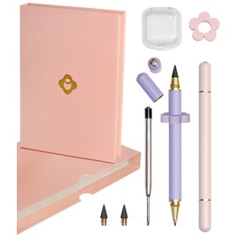 Omoni Luxury 2-in-1 Pen-Pencil Set, Pack of 2 Dual Ballpoint Pen and Sturdy Pencil, Includes Refillable Accessories and Eraser, Birthday Gift for Women, Pens for Journaling, Cute School Supplies