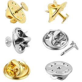 120 Pairs Butterfly Clutch Tie Tacks Pin Back Metal Locking Replacement with 4mm Blank Pins for Craft Making (4mm, Silver Gold)