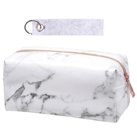 1 White Marble Pencil Case, 1 Light Gray Felt Keychain, Pencil Pen Case, Pencil Case, Waterproof Pen Case, Fashion Stationery, Ladies Cosmetic Bag, Makeup Brush Storage Bag