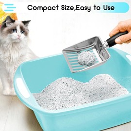 Stainless Steel Cat Litter Scoop, Reliable, Heavy Duty,Litter Box Accessory, Non-Stick Plated Sifter (Black, 5.0MM Mesh)