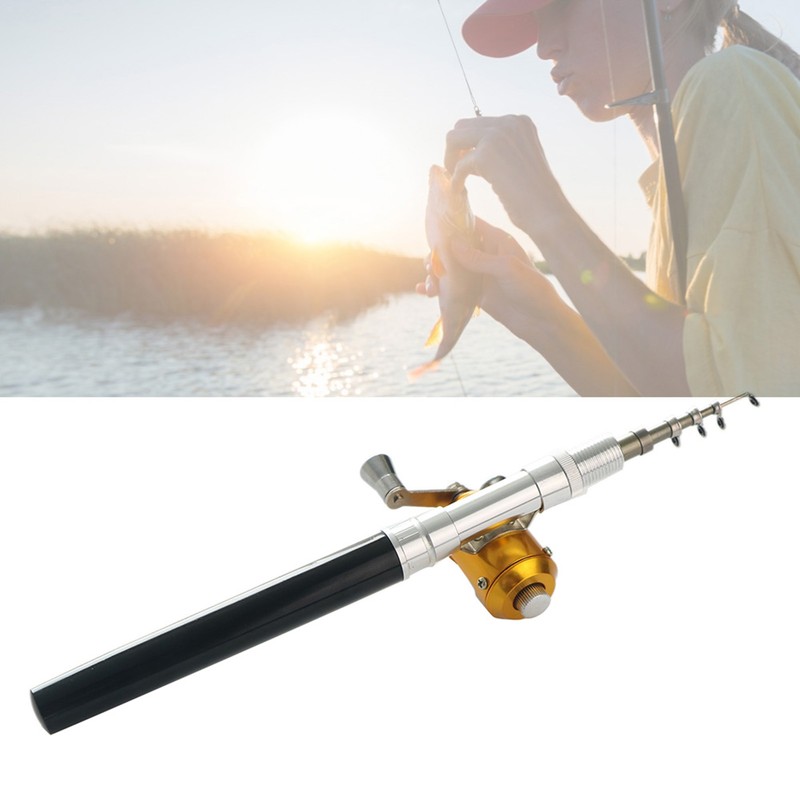 Mini Portable Telescopic Pocket Pen Shape Fishing Rod Pole &