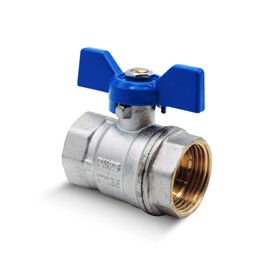 DOJA Barcelona Ball Valve, Water Stopcock, 3/4 Inch, Blue, PN-25 Female Thread, in Brass, Ball Valves with Wing Handle for Toilet, Water with Gas, Sanitary Hoses