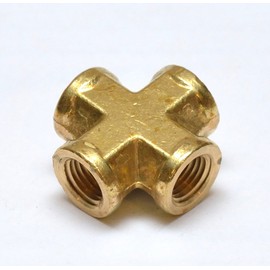FASPARTS 1/4" NPT Female/FPT X 4 Way Cross Intersection Brass Fitting Fuel/Air/Water/Boat/Gas/Oil WOG