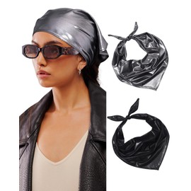 AWAYTR Y2K Hair Bandanas for Women Hair - 2Pcs Punk Head Wraps for Girls Hair Scarf Grunge Disco Head Cover (Leopard (White/Yellow))