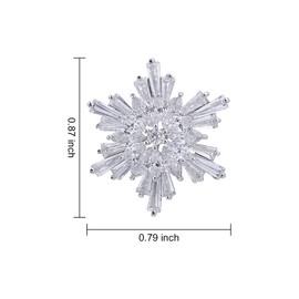 OKA Clear Austrian Crystal Winter Snowflake Brooch Pin, Elegant White Crystal Brooch Pins for Women