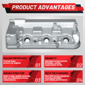 ProRefine Engine Valve Cover with Gasket Compatible with 2008-2017 Honda Odyssey Accord Crosstour Pilot Ridgeline Acura TL MDX ZDX RDX 3.5L 3.7L Replace 12320-R70-A00