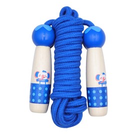 Jump Rope for Kids Adjustable Length Cotton Rope with Wooden Handle for Boys and Girls Sport Fitness Exercise (Blue)