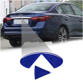 BLAKAYA Compatible with Rear Trunk Logo Insert Cover Trim Carbon Fiber Rear Tailgate Emblem Badge Decoration Sticker for Infiniti Q50 2015 2016 2017 2018 2019 2020 2021(2Pcs Blue)