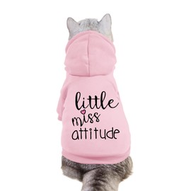 Cayxatiu Cat Hoodies for Cats Puppy Pet Clothes Cat Apparel Little Miss Attitude Print Dog Hoodie for Small Medium Dogs Outfits for Kittens(Pink,L)