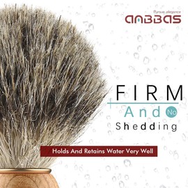 Anbbas Shaving Brush, Handmade Pure Badger Hair Brush with Natural Manchurian Ash Wood Handle for Men Traditional Wet Shaving