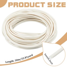 BENECREAT 32.81 Yards Welt Cord Piping, 5mm White Polyester Piping Cord for Crochet, Knitting, Weaving or Trim in Garments, Cushions