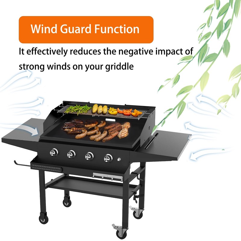 PHYESUVIN Universal Wind Guard and Warming Rack Fit for Griddle