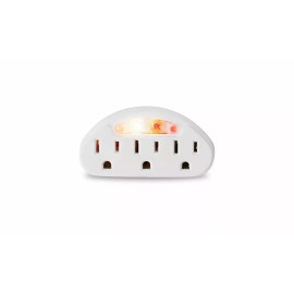 Topzone US plug wall tap to 3 Outlet sockets splitter converter w/ Sensor Light
