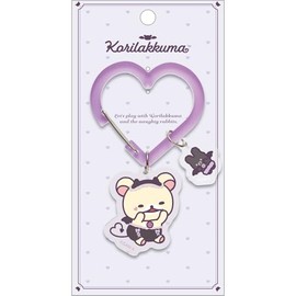 San-x Rilakkuma AB31501 Korilakkuma Ko Kokuma Mood, Carabiner Key Charm, Purple, Size (H x W): 6.1 x 3.1 inches (155 x 80 mm)