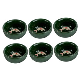 COLLBATH 1 Set Dark Green Wedding Ice Crack Teacups Unique Ceramic Fish Design Tea Cups for Home Decor and