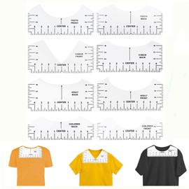 T-Shirt Ruler Guide Set,7 PCS PVC Tshirt Alignment Tool with Size Chart for DIY,Sewing & Heat Press Transparent Ruler for Cricut Accessories, HTV Vinyl & Craft Design