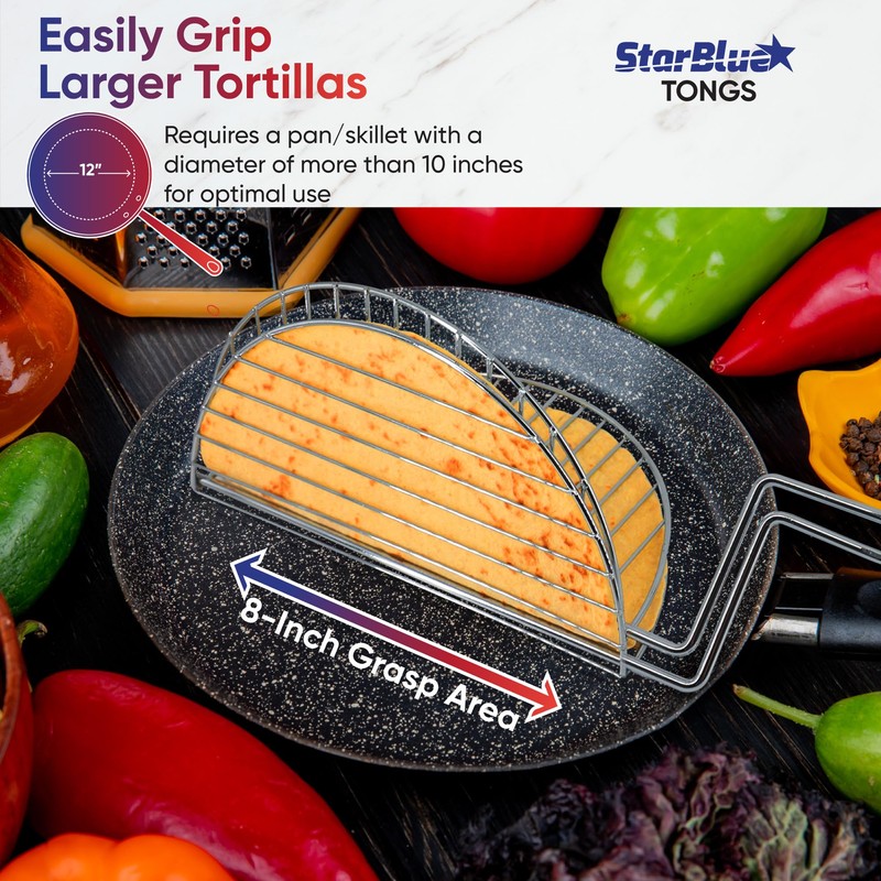 Taco Shell Tongs for Frying by StarBlue - 8 Inch