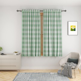UPOPO - Cortinas para ventanas con diseño de cuadros de búfalo a cuadros con bolsillo para barra de cortina de algodón de 54 pulgadas de largo, cortinas de cocina de granja, 2 paneles para sala de