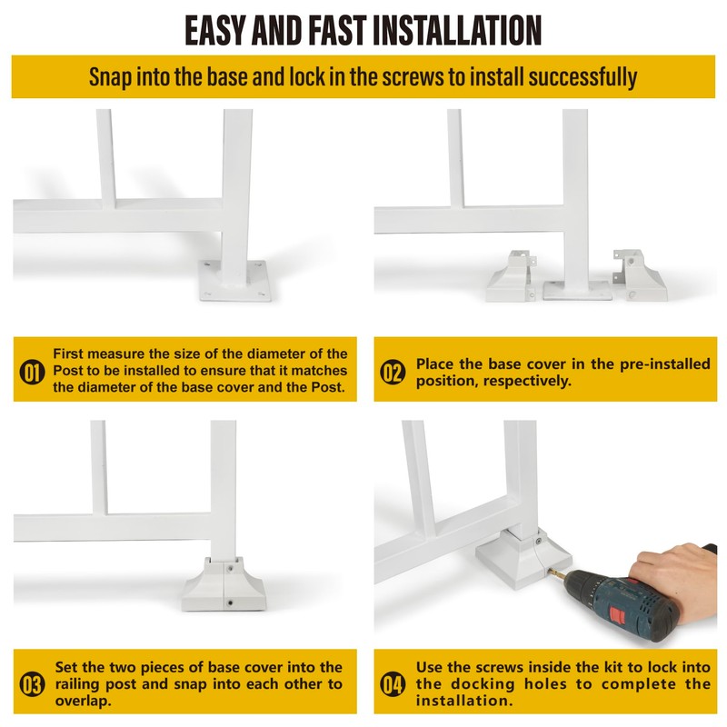 Epcee 4pcs Post 1.25" Aluminum Deck Post Base Cover, Post