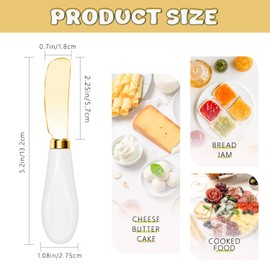 Mlurcu Butter Spreader Knives Set of 4, Stainless Steel Butter Knife with Porcelain Handles, Blunt Edge Cheese Spreader Set for Soft Cheese, Butter, Jam, Charcuterie, Pastry