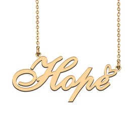 HUAN XUN Unique Name Necklace Gold with Heart Customized Jewelry Gifts for Women Hope