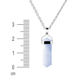 Franki Baker Dainty Natural Blue Lace Agate Gemstone & 925 Sterling Silver Pendant Necklace. Chain length: 50cm