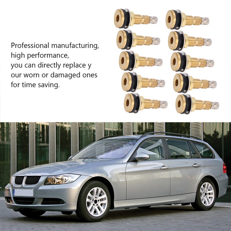 10pcs Air Liquid Tubeless Tire Valve Stem Brass 1 7/8in