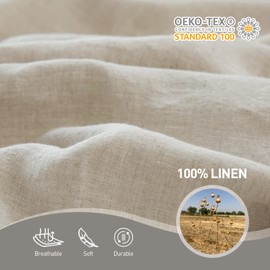 Simple&Opulence French Linen Flat Sheet with Embroidered Border-100% Stone Washed Flax Bedding,King Size(108''x102'') Ultra Soft,Breathable Flat Top Sheet-1 Piece Bed Flat Sheet Only(Linen)