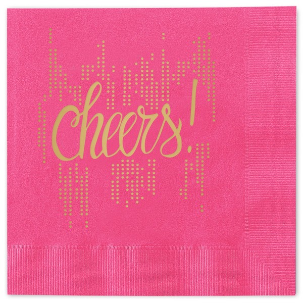 Bubbly Cheers Beverage Cocktail Napkins - Set of 25 magenta