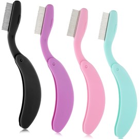 4 PCS Metal Foldable Eyelash Comb Eyebrow Mascara Applicator Eyelash Comb Separator Eyebrow Makeup Brush Tool for Defined Lashes Precise Brow Shaping