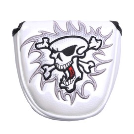 PLUSKER Skull Golf Mallet Putter Cover Magnetic Closure Creative White Golf Club Putters Headcover