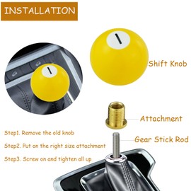 Temzzer Billiard Ball Gear Stick Shifter Head Resin Transmisson Shift Lever Knob for Most Manual Automotive Vehicles (Gold 1)