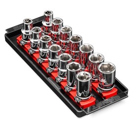 Ernst Manufacturing 8-Inch Socket Boss, 2-Rail Socket Tray, Red - 1/2" Drive