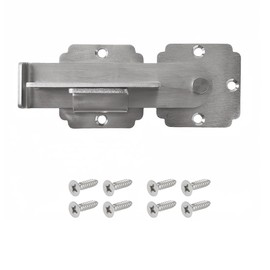 Pxoerzy Flip Gate Latch Lock with Padlock Hole, Heavy Duty Stainless Steel Door Latch for Outdoor Wooden Fence, Swing Open Gate, Double Gate, Barn Door, Shed, Vinyl Fence, Yard (Silver (1 Pcs))