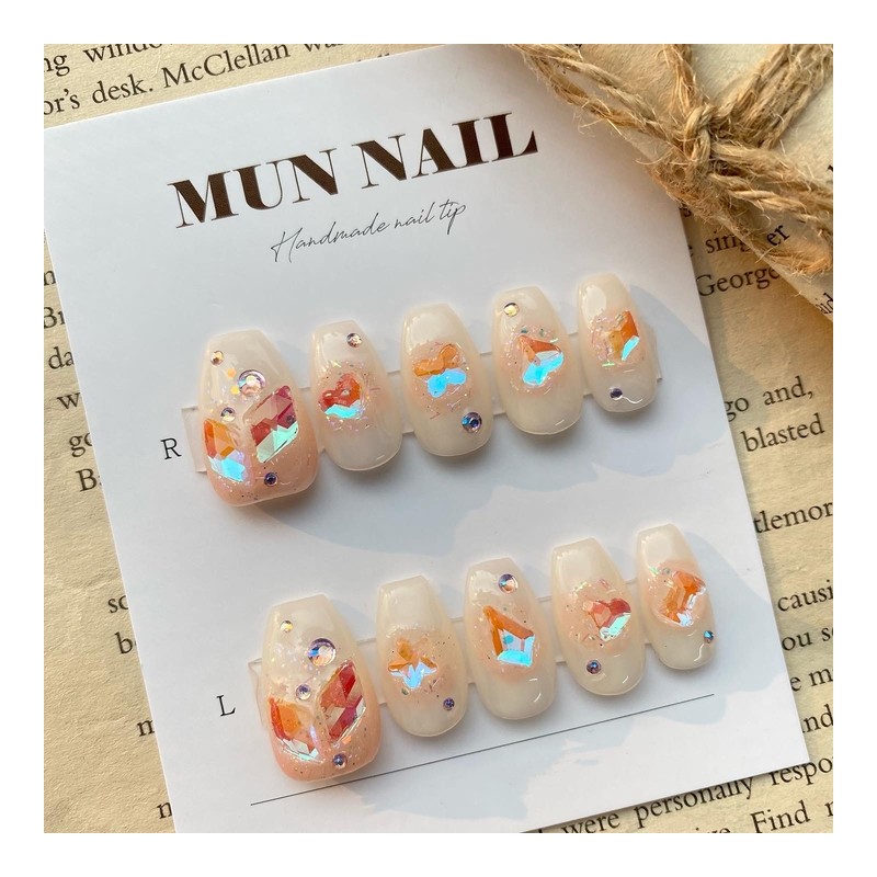 Aurora Cheek Nail Tips - Short Oval / 오로라 치크
