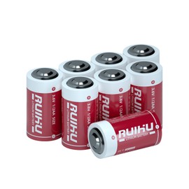 RUIHU 8 Pack ER14250 LS14250 3.6V Lithium Battery, 1/2AA Size 1200mAh Lithium Thionyl Chloride Battery(Li-SOCl2) CE/ROHS/UN38.3 Certified, Non-Rechargeable(ER14250-8 Count/Cover Type)
