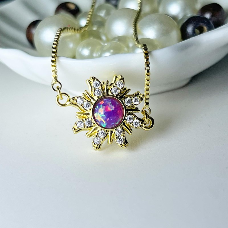 Spinning Fidget Bracelet for Women Gold Flower Rhinestone Link Bracelet