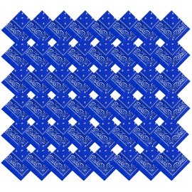 Pistha 48 Pack Bandanas for Women Men Cowboy Bandana Handkerchief Headband Face Mask Bulk for Party Costume (Classic, Royal Blue)
