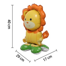 Selfstand 3D Animal Fox Koala Lion Elephant Panda Cow Rabbit dinosaur Triceratops Stegosaurus Baby shower Ball Foil Balloons Birthday Party Baby Shower Decorations Kids Toys (Base Lion)