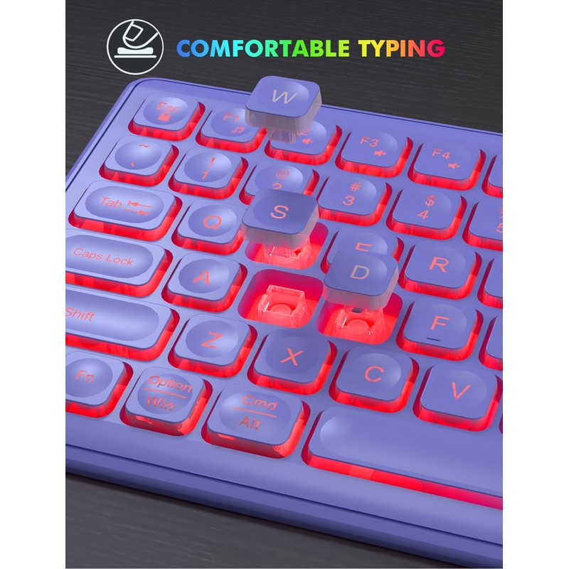 Wireless Keyboard and Mouse Combo, RGB Backlit, Rechargeable & Light