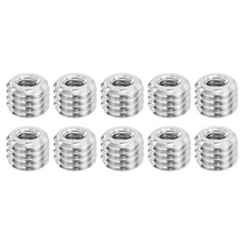 sourcing map Thread Adapter Sleeve Reducing Nut, 10 Pcs M8x1.25 Male to M4x0.7 Female Stainless Steel Nut Screw Reducer Conversion Fasteners, Threaded Insert Repair Sleeve Reducer Nut, Silver
