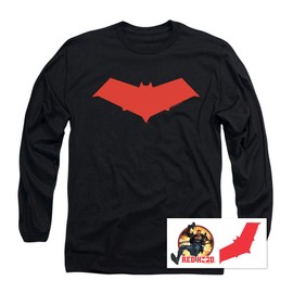 Popfunk Red Hood Jason Todd Superhero Longsleeve T Shirt & Stickers (X-Large, Black)