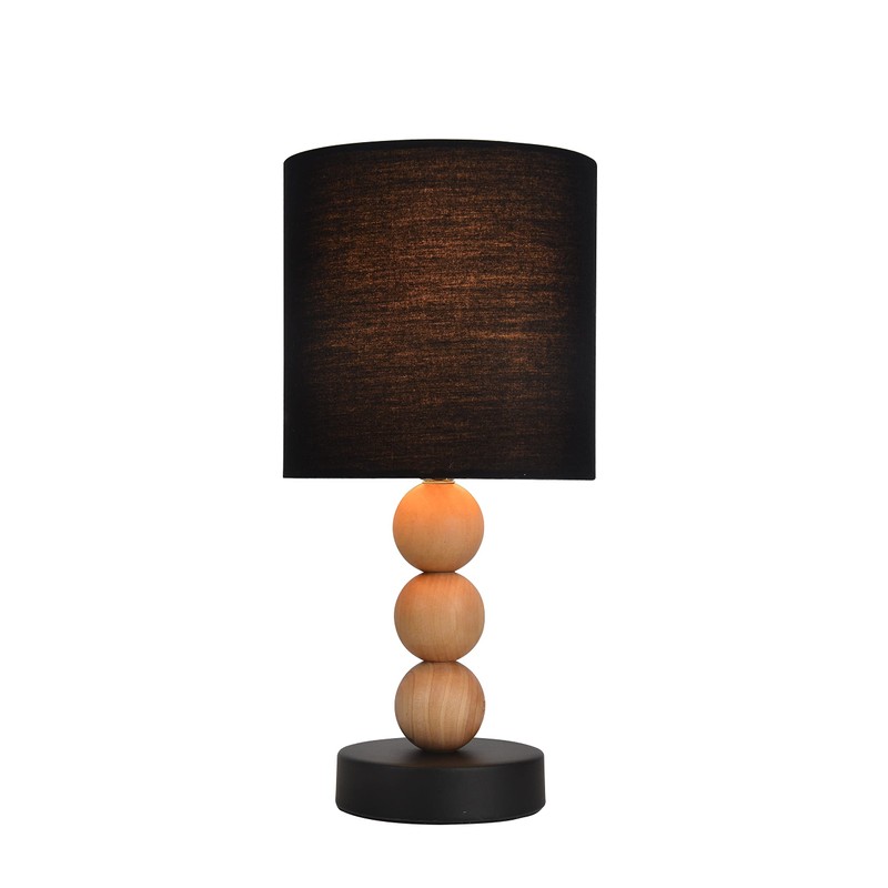 Lexi Lighting Cara Table Lamp, Black/Timber, E14 Lamp Holder, Cozy