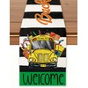 Back to School Table Runner, Black and White Striped with