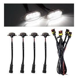 Ohleats - 4 luces de rejilla delantera para coche, luz LED brillante con arnés de cableado, lámpara decorativa impermeable compatible con F150 F250 F350, accesorios exteriores para coche (blanco y