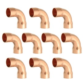 YOKIVE 5 Pcs Elbow Copper Fitting, 90 Degree Copper Pipe Fitting C x C Long Radius Tube Connector, Great for HVAC Refrigeration (3/8" Nominal Size)