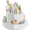 360-Degree Rotating Desk Organiser, White Multi-Compartment Storage Caddy for Stationery