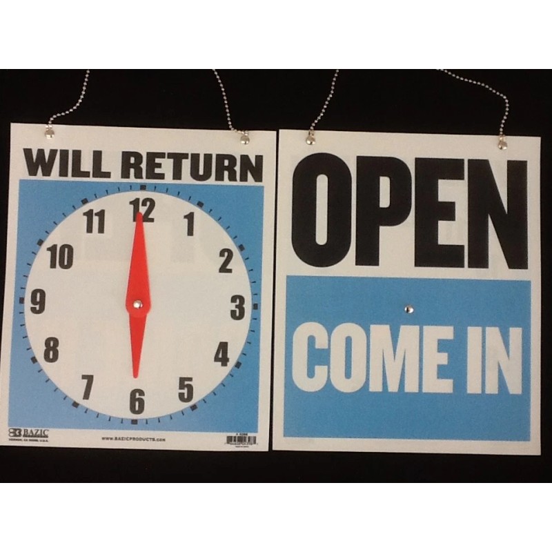 2 Open Closed Sign Chain 2 sided 9" X 7.5