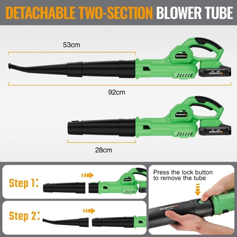 WORKPROX Leaf Blower Cordless 4.0Ah Battery LED Display 138MPH 170CFM