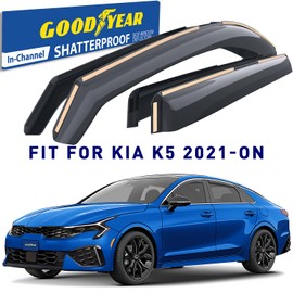 Goodyear Shatterproof in-Channel Window Deflectors for Kia K-5/K5 2021-2025, Rain Guards, Window Visors for Cars, Vent Deflector, Car Accessories, 4 pcs - GY008024